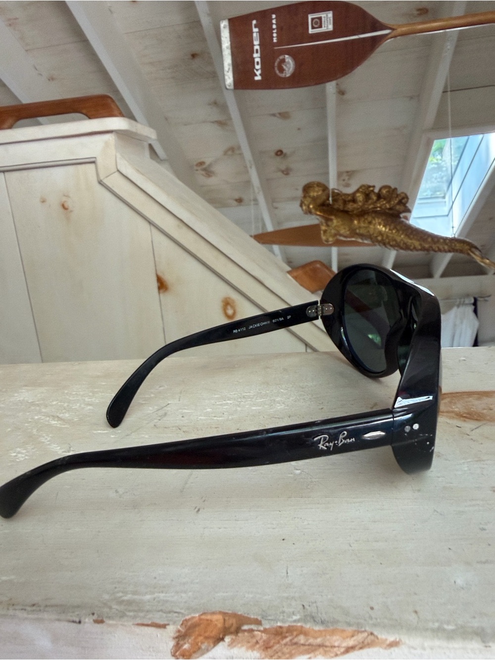 Ray-Ban Black Frame Sunglasses with Dark Green Lenses - Picture 7 of 8